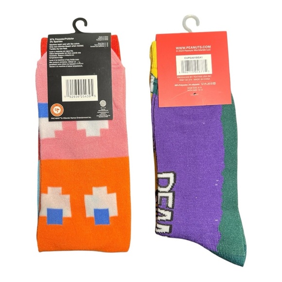 Pac-Man & Snoopy Crew Socks Bundle – 2 Pairs, NWT - Picture 2 of 2